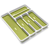 Addis - Organizador de cajones- con 6 compartimentos- plástico- Blanco y verde.- 6 sections